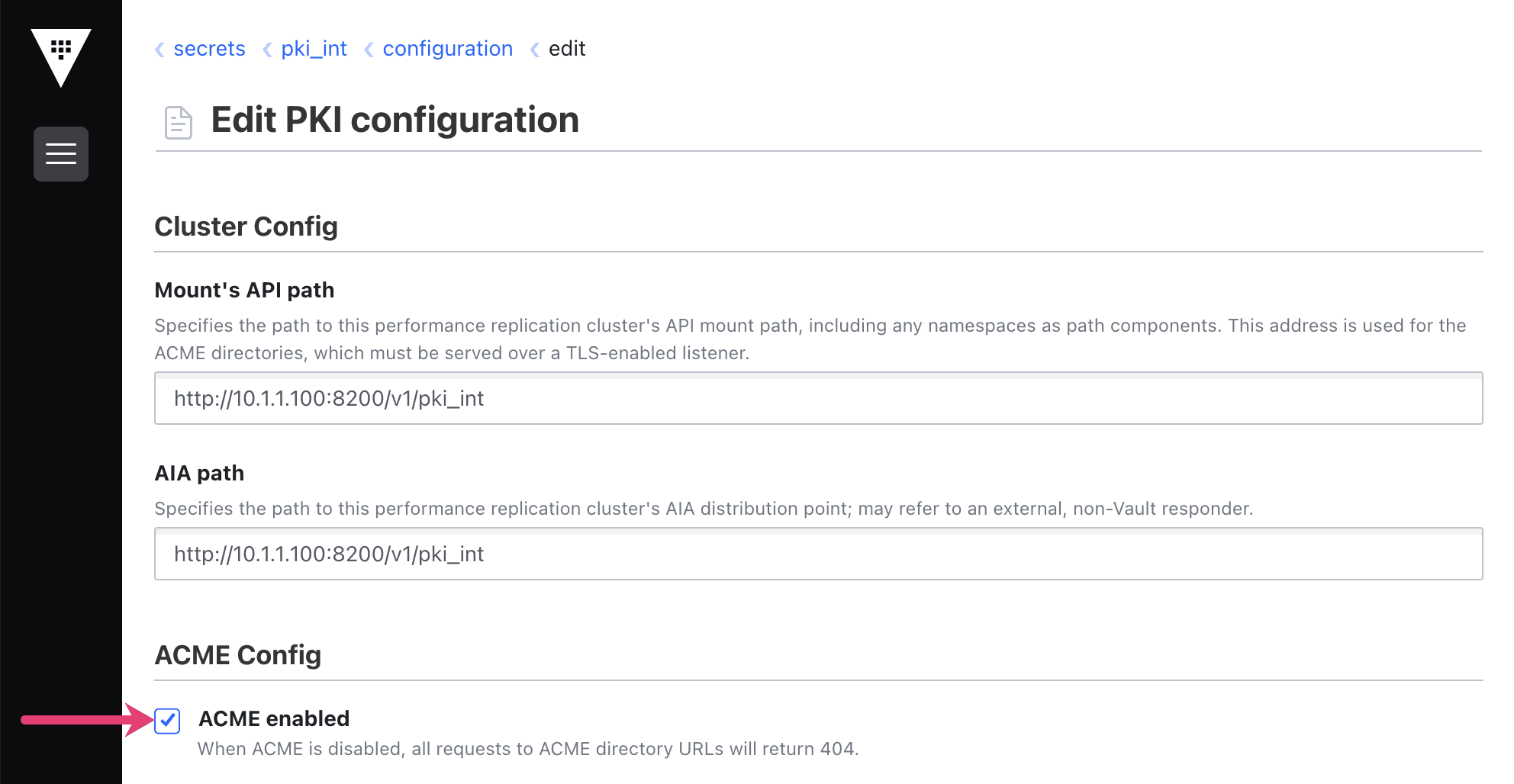 PKI int enable ACME